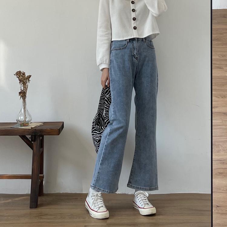 Quần jean ống rộng lưng cao thiết kế mới năng động thời trang dành cho nữ