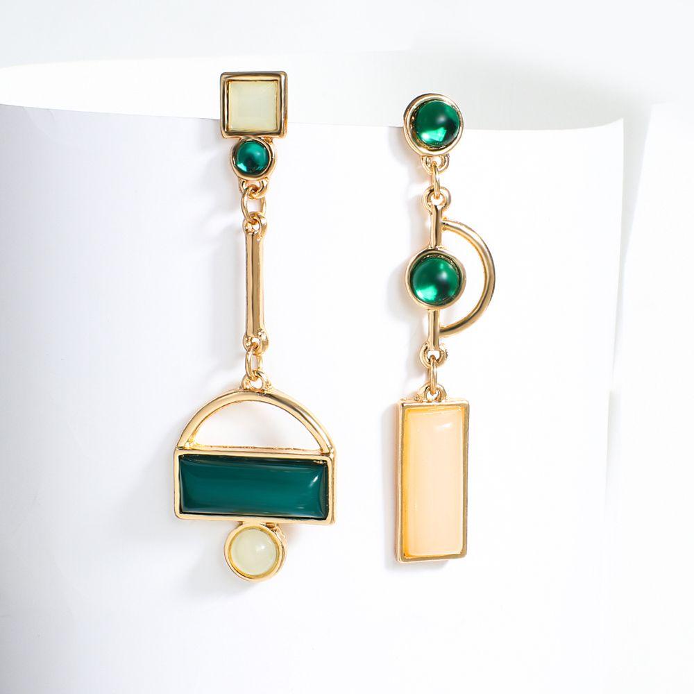 JARRED Khuyên Tai Kim Loại Hình Vuông Đính Đá Đơn Giản Phong Cách Hàn Quốc