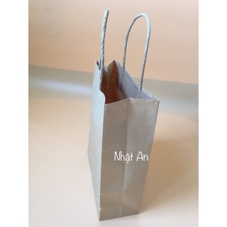 Set 10 Túi Giấy Kraft Nâu Có Quai Xoắn 18x20x6