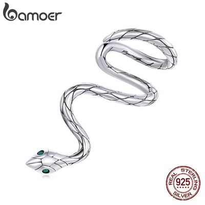 (1 Chiếc) Khuyên Tai Dạng Kẹp BSE510 Hình Rắn Thần Bằng Bạc Sterling 925 Không Gây Dị Ứng Thời Trang Cho Bạn Nữ