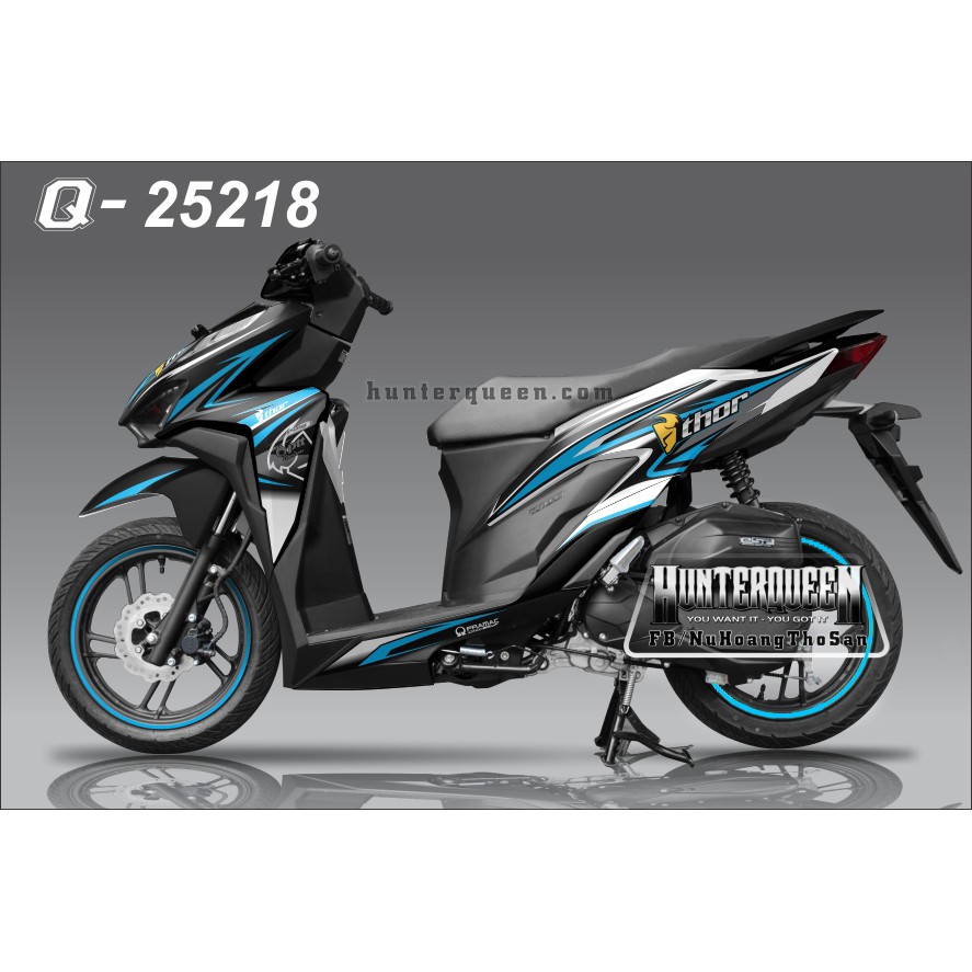 Tem rời Vario 2018. Thorm, xe đen, phía sau trắng. Thay đổi màu sắc và chi tiết theo yêu cầu. Sắc nét, bền màu