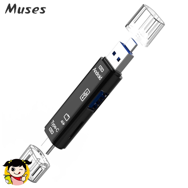 Muse07 Đầu đọc thẻ nhớ 5 trong 1 có hỗ trợ cổng kết nối USB2.0 loại C/Micro USB/SD/TF tiện dụng