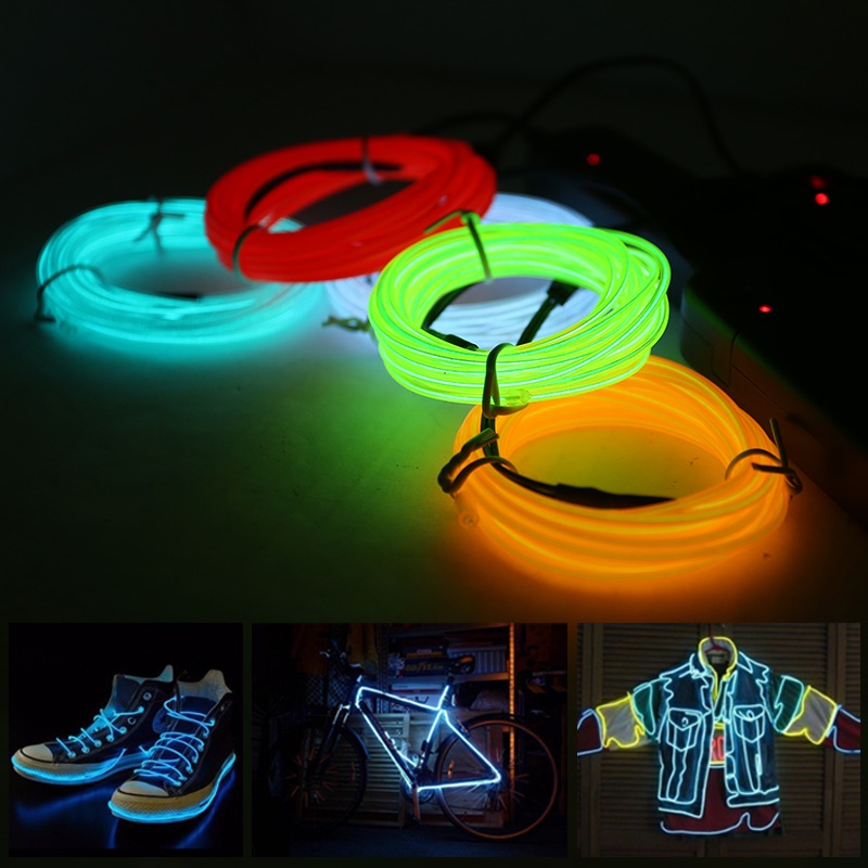 1/3/5m Dây Đèn LED Neon EL Mềm Linh Hoạt Chống Nước 3 Chế Độ Trang Trí Cho Xe Hơi/Nhà Cửa/Tiệc Tùng