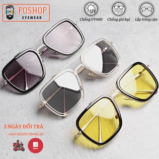 Kính mát nam nữ POSHOP chống UV400 thiết kế mắt vuông dễ đeo màu sắc thời trang IRON MAN