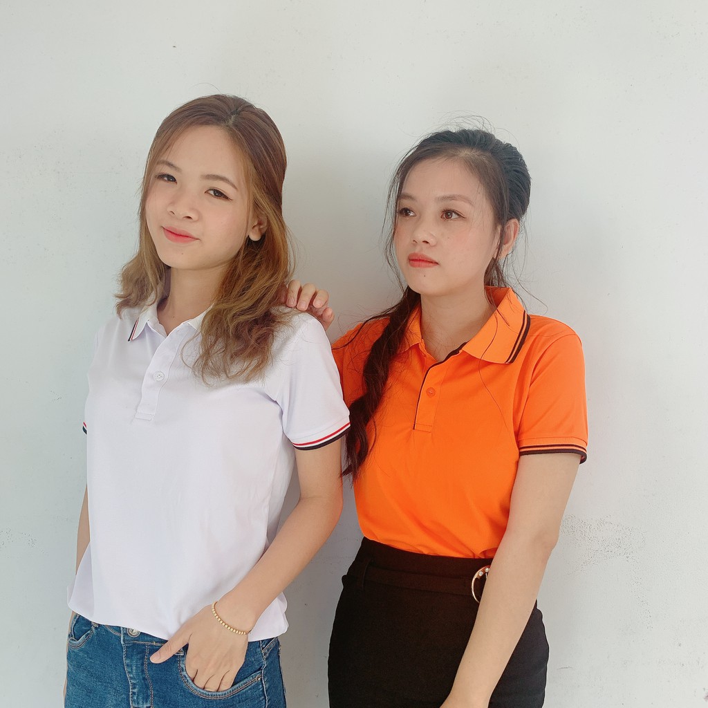 Áo Thun POLO đồng phục Nam/Nữ Cổ Bẻ Màu Cam Vải Thun Thái Co Giãn