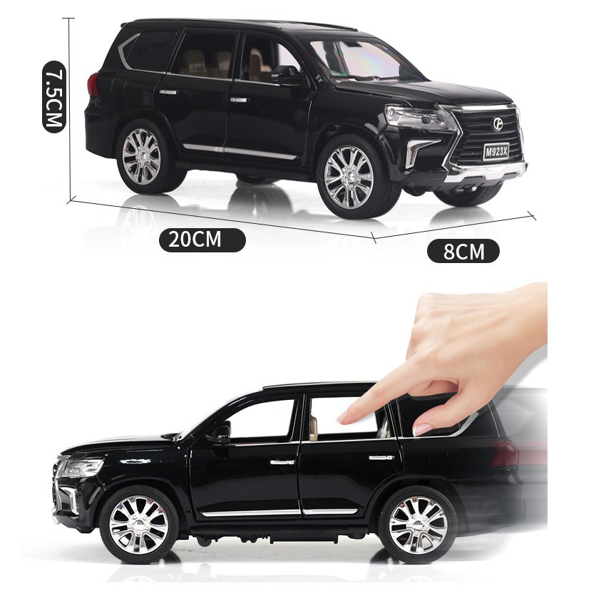 Mô hình xe Lexus LX570 XLG tỉ lệ 1:24 xe ô tô đồ chơi trẻ em bằng sắt chạy cót