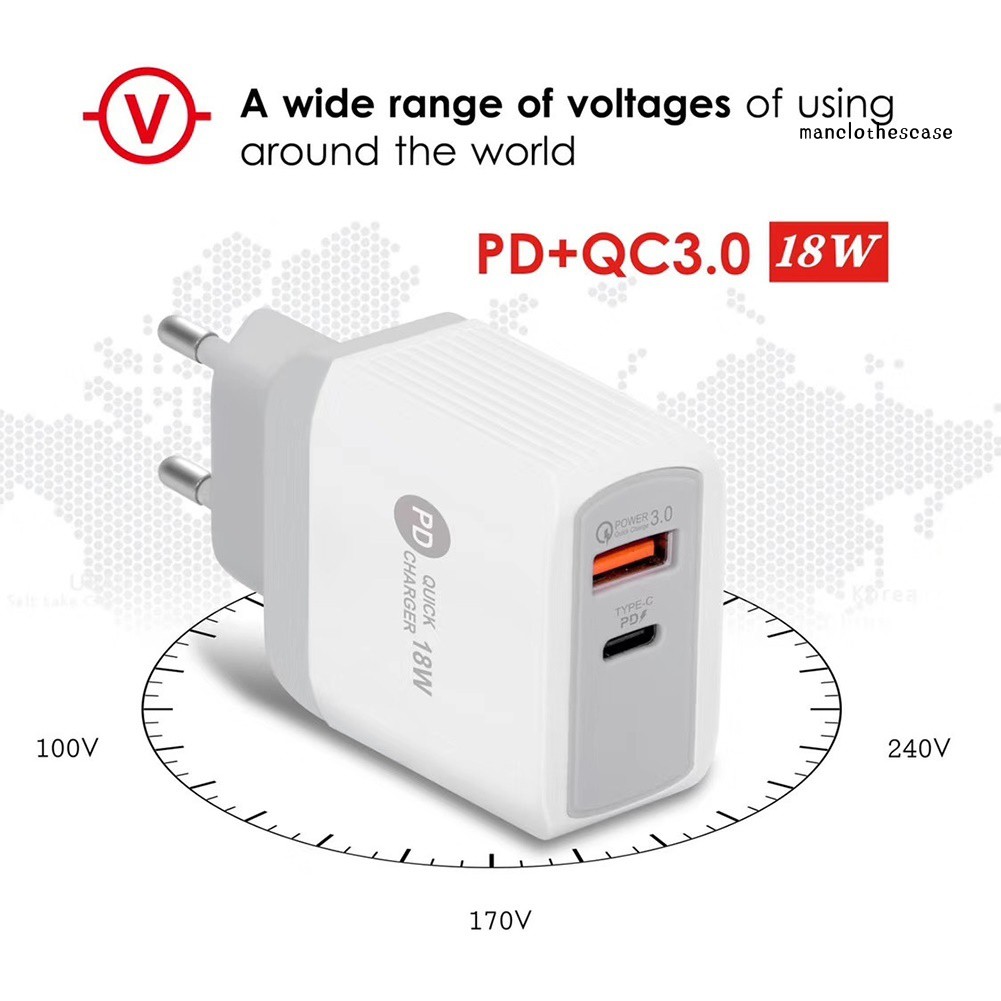 Củ Sạc Nhanh Pd 18w Qc3.0 Usb 5v / 3a Cho Điện Thoại