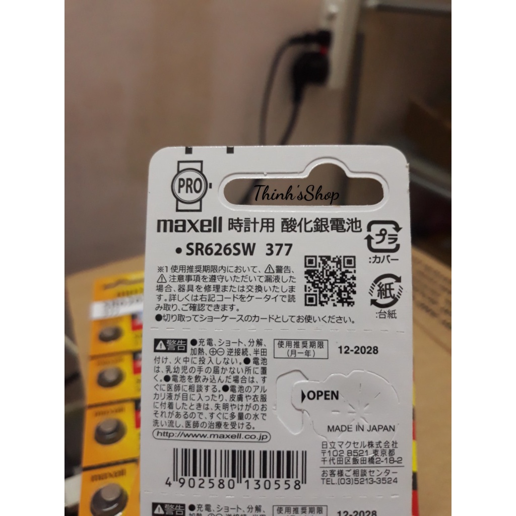 Pin đồng hồ Maxell PRO SR626SW SR626 / 626 / 377 Hàng chính hãng Made in Japan