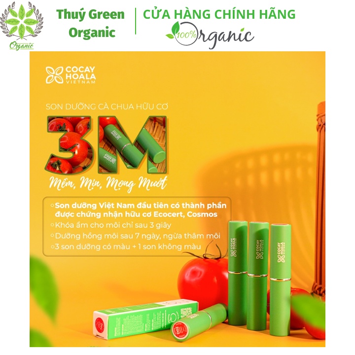 Son dưỡng Cà Chua hữu cơ hồng môi mềm mịn mọng mướt 3M Cocayhoala - 1.5g