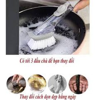 Cây cọ chà rửa xoong 2in1 có chổ đựng xà phòng