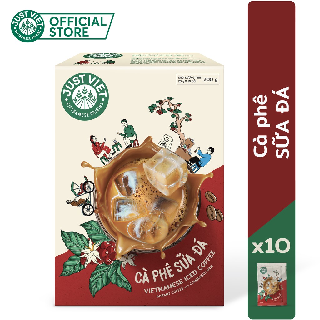 Cà Phê Sữa Đá Just Viet (Hộp)- Đúng Điệu Gu Việt - Sánh Đậm Tự Nhiên - Hộp 10 gói x 20g | BigBuy360 - bigbuy360.vn