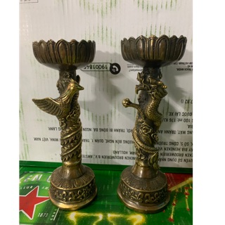 Chân đèn long phụng bằng đồng