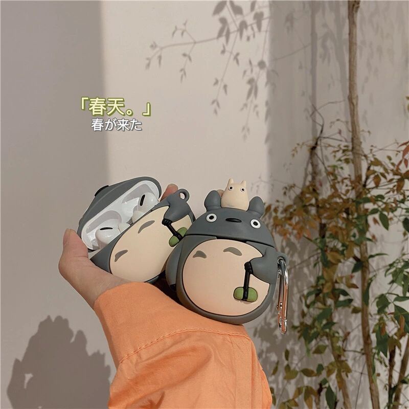 Vỏ bọc TPU bảo vệ hộp sạc tai nghe bluetooth hình Totoro chống mất thích hợp cho Apple Airpods 1/ 2 Pro