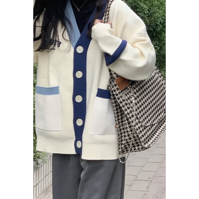 Áo cardigan len form rộng nữ 2022, áo khoác cardigan len màu be