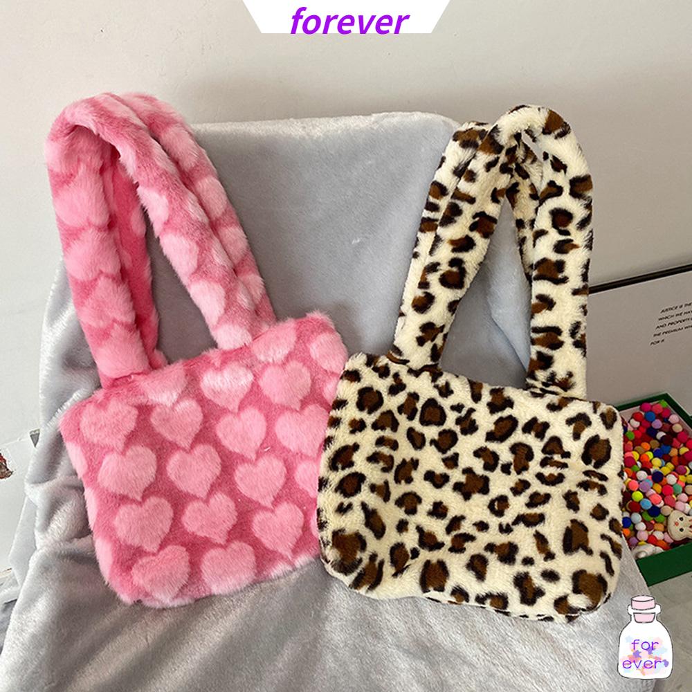 Túi Xách Nữ Vải Lông Hình Trái Tim Xinh Xắn