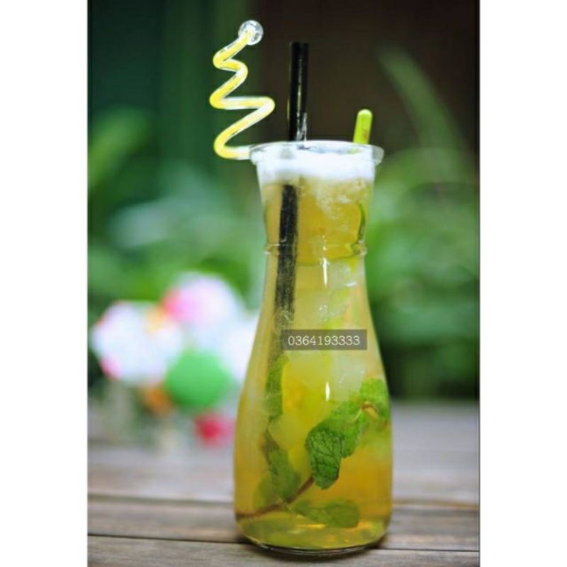 Ly thủy tinh sinh tố - Lọ hoa thủy tinh decor 350ml Chai thủy tinh eo Love decor siêu dày đẹp