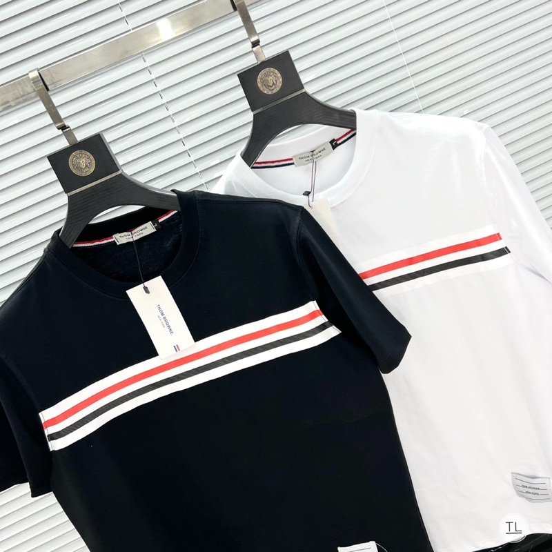 [Sẵn Hàng] Áo Phông Nam Thom Viền Kẻ Ngang Siêu Đẹp - Áo Phông Thom browne Cổ Tròn Co Dãn