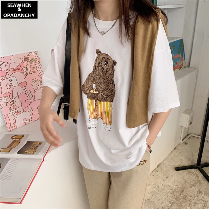 Áo thun nữ form rộng in hình chất cotton thoáng mát Xonxen Shop free size mã A038