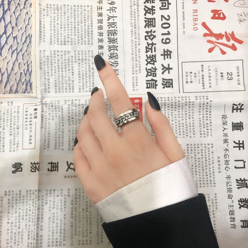 Nhẫn Thép Titan Thời Trang Đường Phố Cá Tính Cho Cặp Đôi