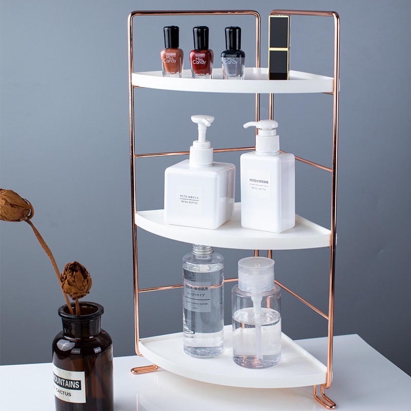 Khay mỹ phẩm 2 - 3 tầng viền hồng vàng