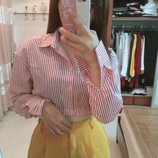 [SẴN SIZE L] SƠ MI CROPTOP (kèm ảnh thật)