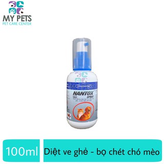 (Chai Xịt 100ml) Chai xịt ve, bọ chét cho chó mèo - Hantox Spray