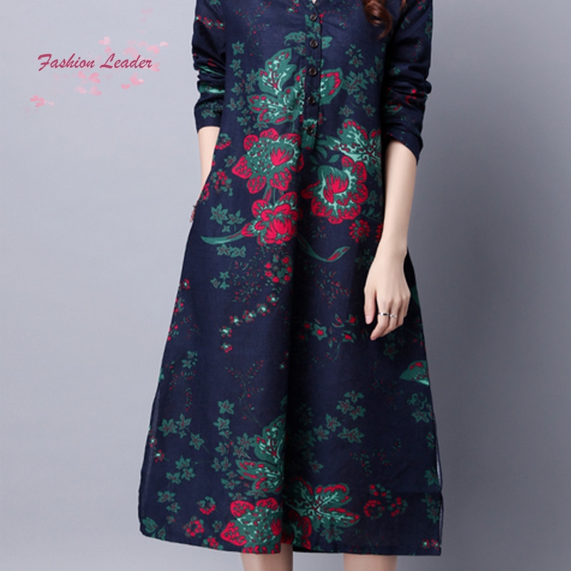 Fl vintage womenflower in đầm váy cotton mùa xuân dân tộc | BigBuy360 - bigbuy360.vn