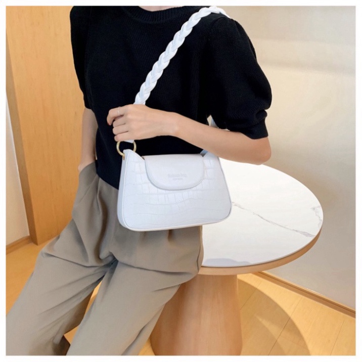 Túi xách nữ, túi kẹp nách đeo vai da rắn quai tết Fashion Bag