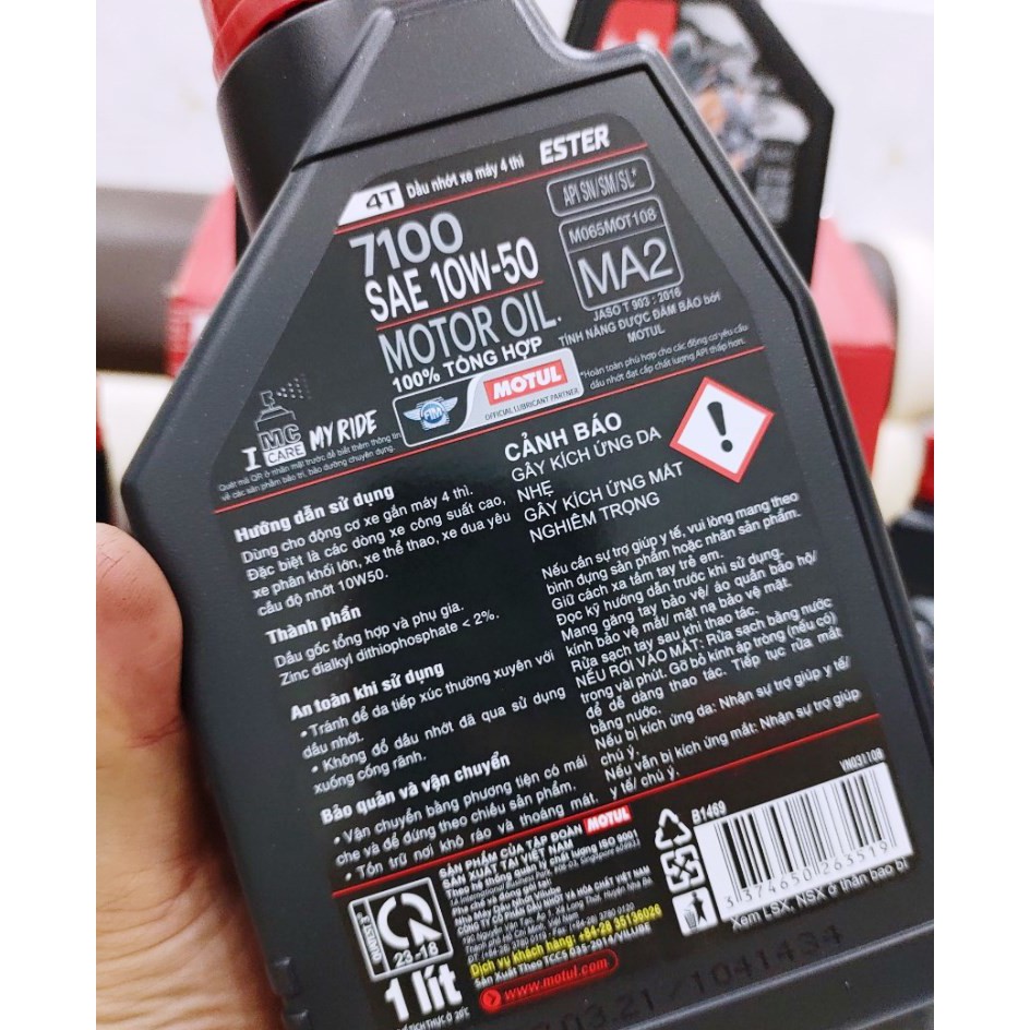 NHỚT MOTUL 7100 4T 10W50 1L NHỚT FULL TỔNG HỢP CHO XE SỐ, MÔ TÔ PKL