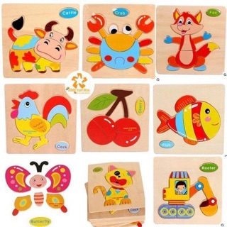 Combo 5 Tranh ghép gỗ 3D đồ chơi an toàn giúp phát triển trí thông mình cho bé