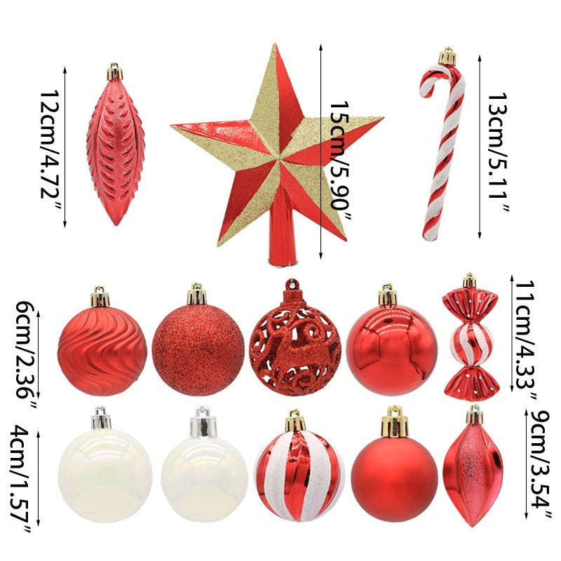 Set 40 Quả Cầu Nhựa Treo Trang Trí Giáng Sinh