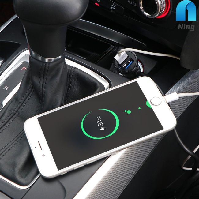 Tẩu Sạc Nhanh Usb Qc 3.0 Hai Cổng Chữ U Có Đèn Led Báo Hiệu Thông Minh Cho Xe Hơi