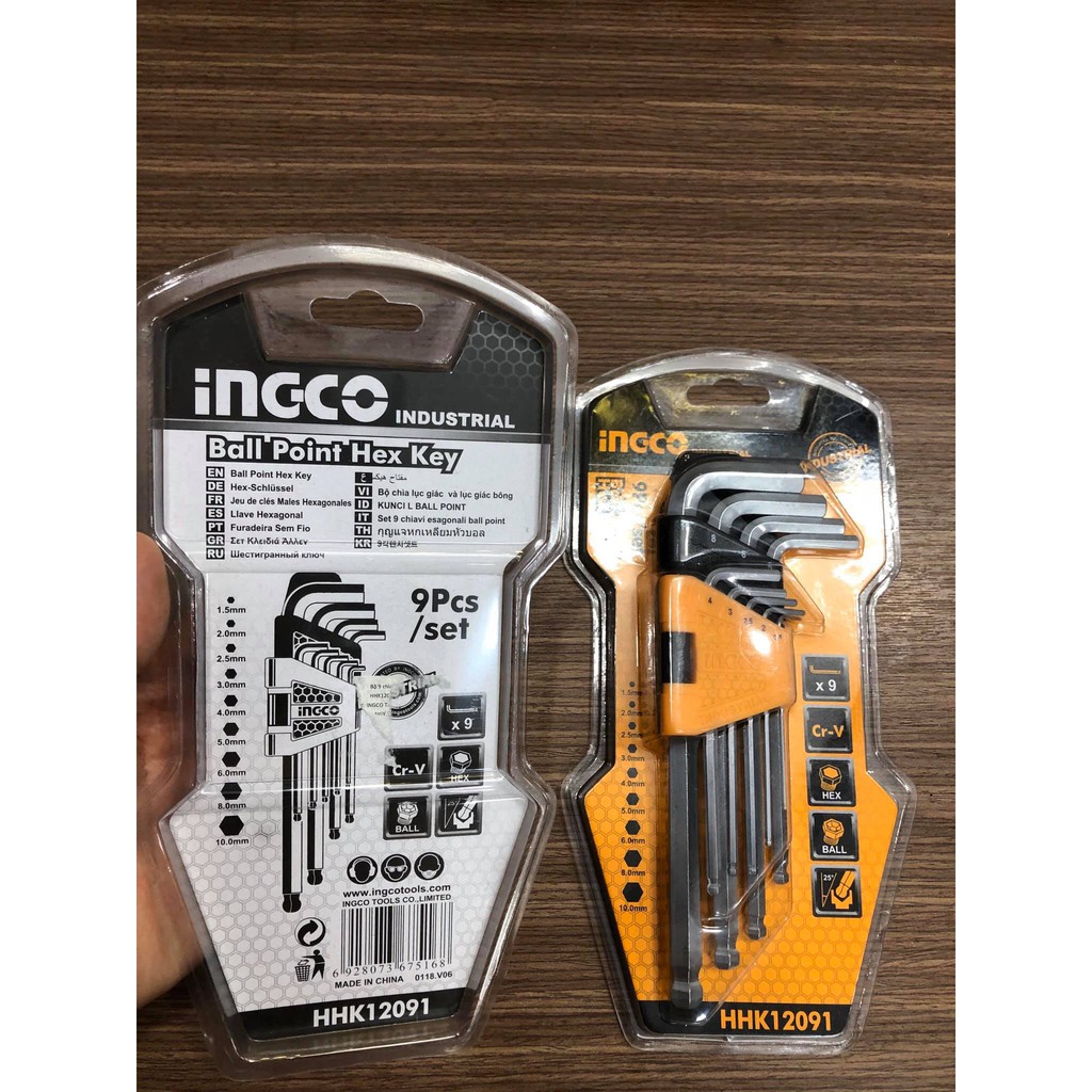 Bộ 9 chìa lục giác đầu bi 1.5-10mm INGCO HHK12091