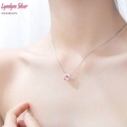 Dây chuyền nữ hình mèo con pha lê dâu tây xinh xắn Lymlym Silver bạc 925 cao cấp