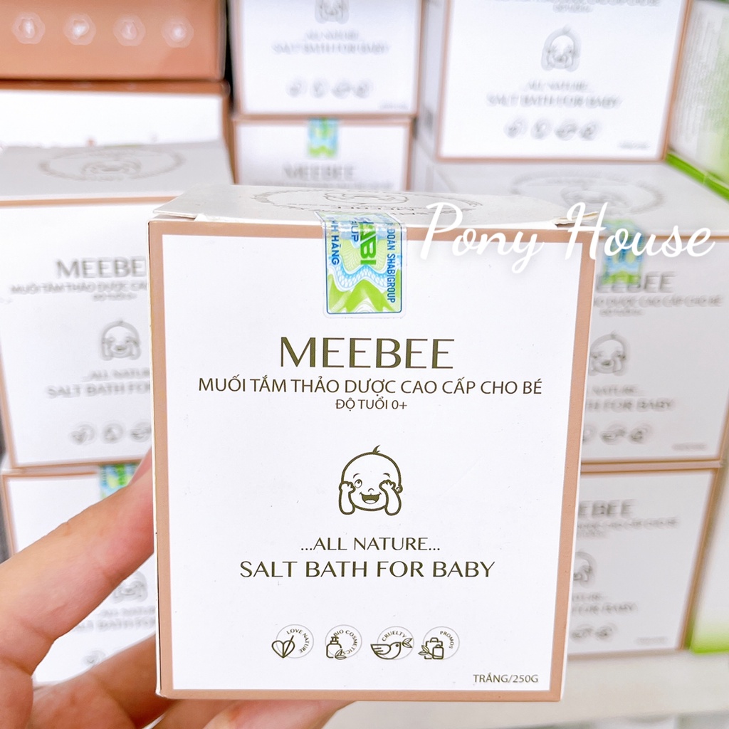 Muối Tắm Thảo Dược MEEBEE Cao Cấp An Toàn Cho Bé Từ Sơ Sinh Tặng Kèm Bông Tắm Hữu Cơ