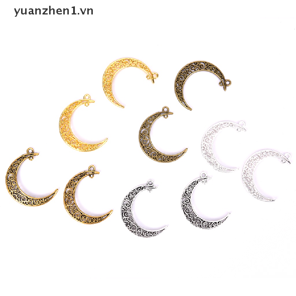 Set 10 Mặt Dây Chuyền Hợp Kim Hình Mặt Trăng Cổ Điển Tự Làm Trang Sức Thủ Công