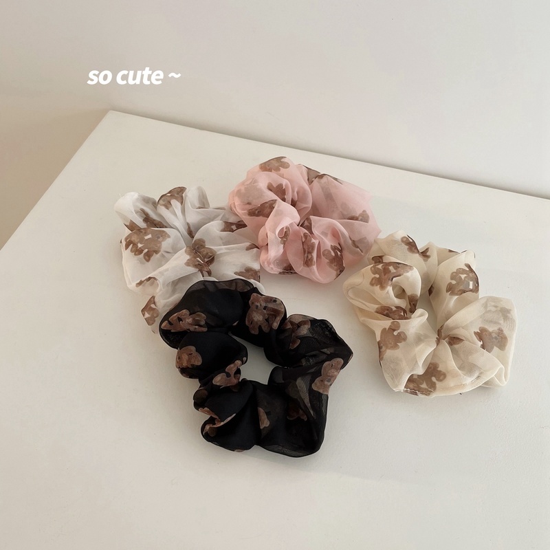 Dây buộc tóc co giãn in hình gấu dễ thương