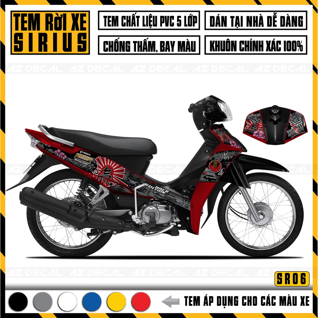 Tem Sirius RC Mẫu Japan | SR06 | Team Sirius Đỏ Xám Dán Xe Đen Đỏ Trắng Xanh Decal Rời Cao Cấp Chống Nước