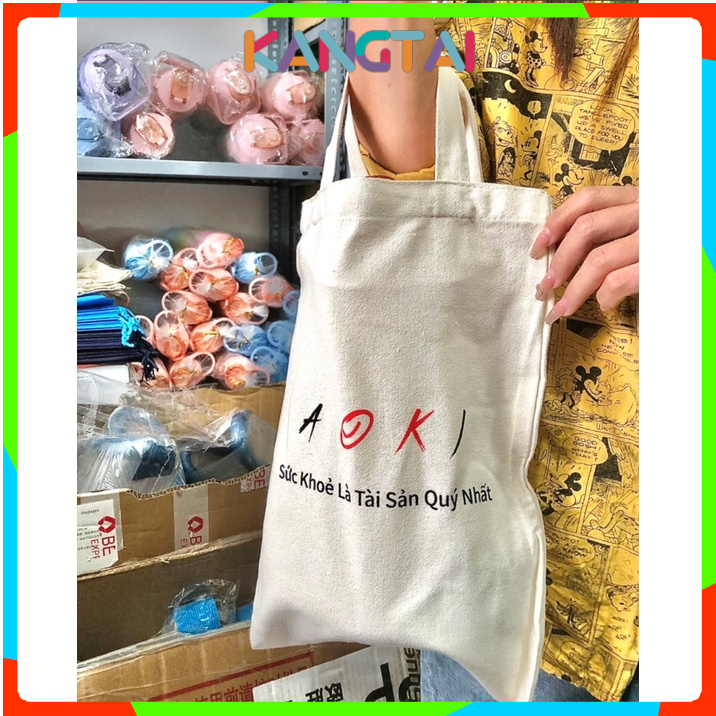 Túi Vải Tote Canvs KANGTAI Để Đựng Bình Nước Hai Lít Tiện Lợi Nhỏ Gọn Dễ Thương Giá Hạt Dẻ