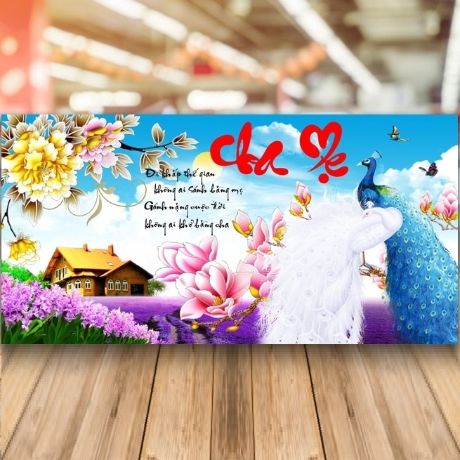 Tranh thêu chữ thập cha mẹ KT:91x50cm, Tranh chưa thêu chưa khung, tặng kéo và sỏ chỉ.