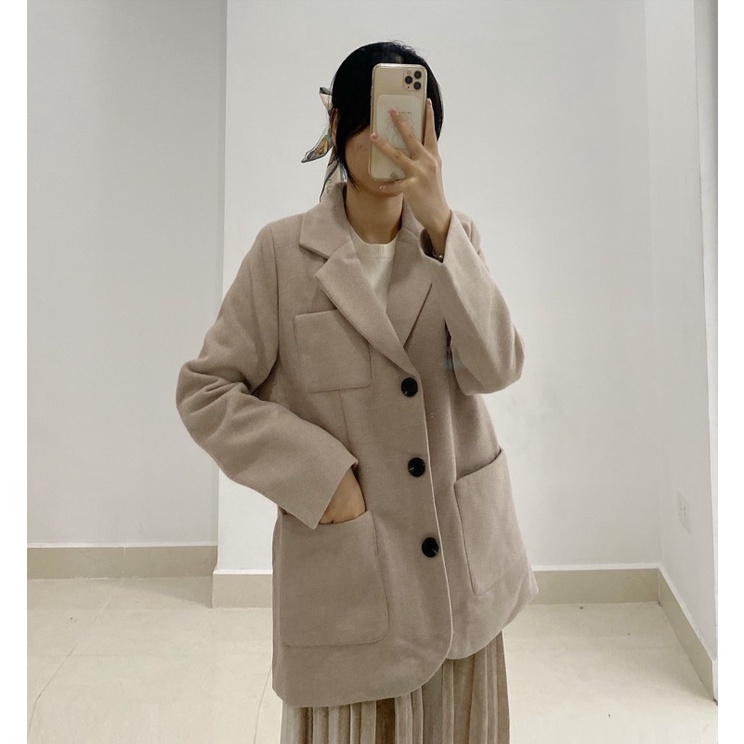 Khoác Blazer dạ trần bông kiêu Vét Freesize dưới 58kg
