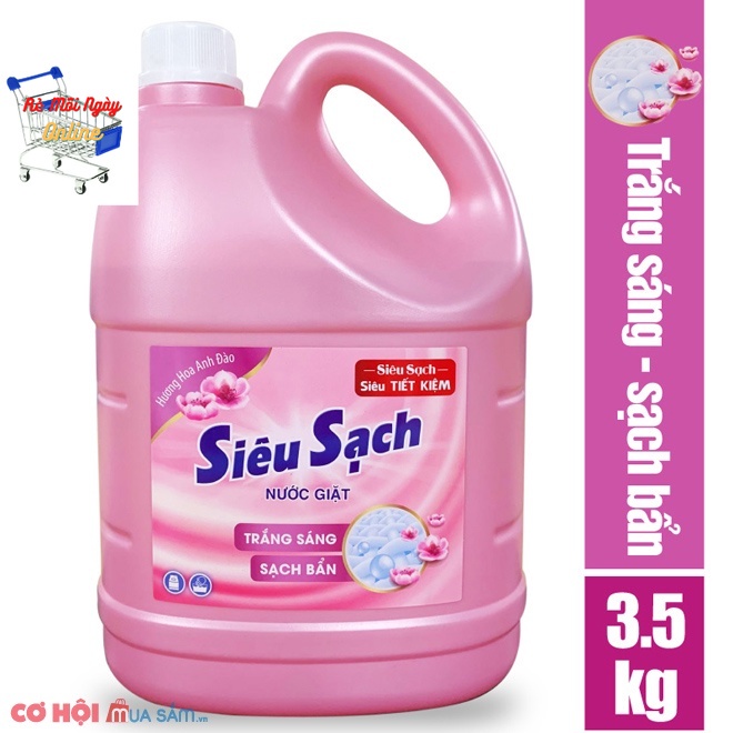 Nước giặt Lix Siêu sạch hương Hoa Anh Đào 3.5kg Trắng sáng, thơm lâu