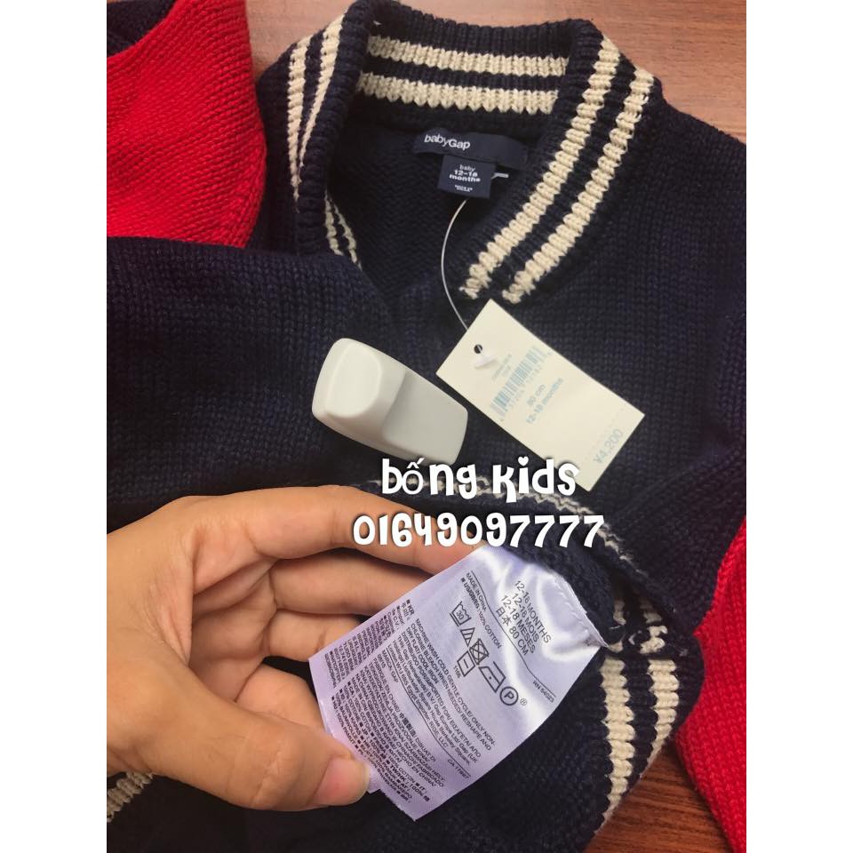 Áo Cardigan Bé Trai Phối Tay Đỏ 18-24m