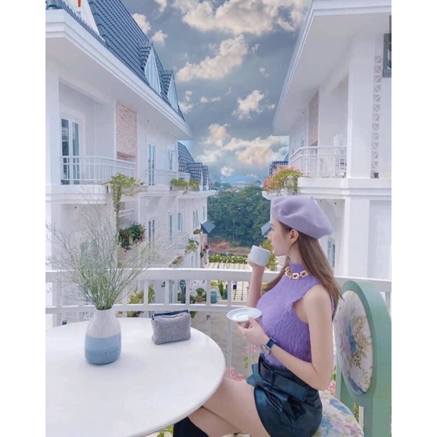 Áo sát nách vải lông mềm mại, màu tím ZARA