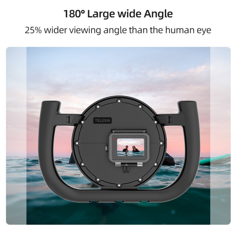 TELESIN Dome Port 30M Waterproof Handheld Housing Case Removable Type Stabilizer With Cold Shoe 1/4 Adapter for GoPro Hero 9 10