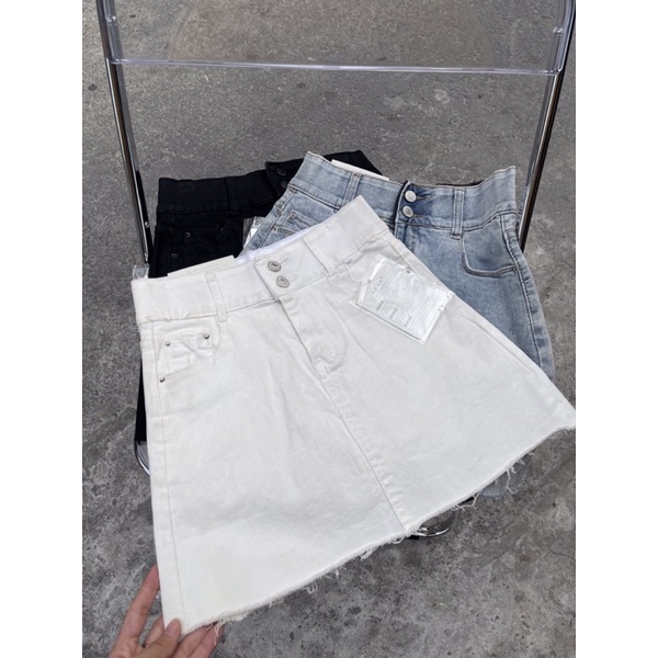 CHÂN VÁY JEANS TRƠN VNXK BẢNG 2 NÚT CHẤT VẢI CO GIÃN, FORM CHUẨN DỄ PHỐI ÁO
