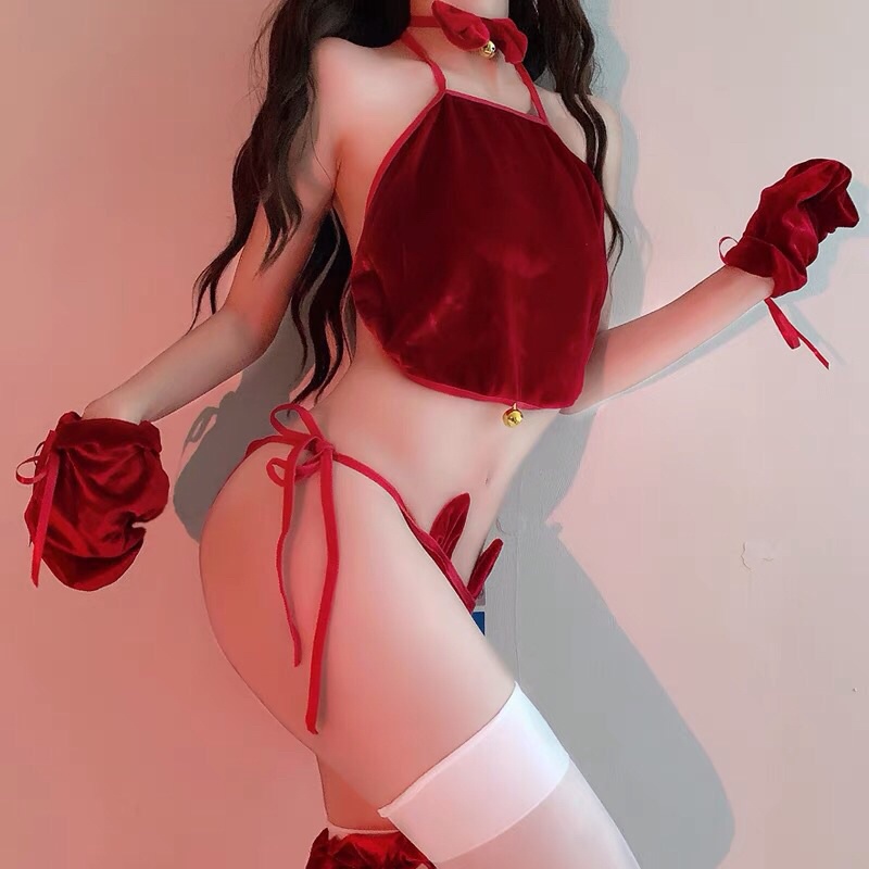 Set yếm nhung cosplay bé mèo đáng yêu, full phụ kiện ( không kèm vớ/tất) CP41 CICI BONITA HCM