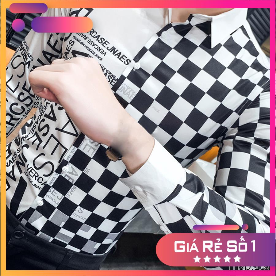 Áo sơ mi phối caro đen trắng Vercase TSM mã 136 | BigBuy360 - bigbuy360.vn