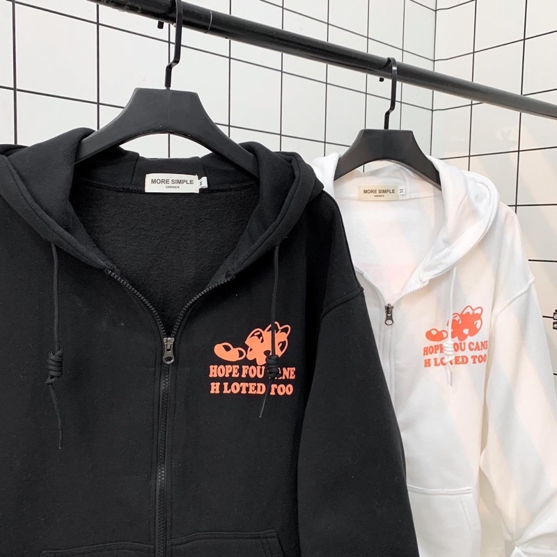 Áo Khoác Hoodie Form Rộng Phối Zip Unisex HOPE Vải Nỉ Bông - 84unisex