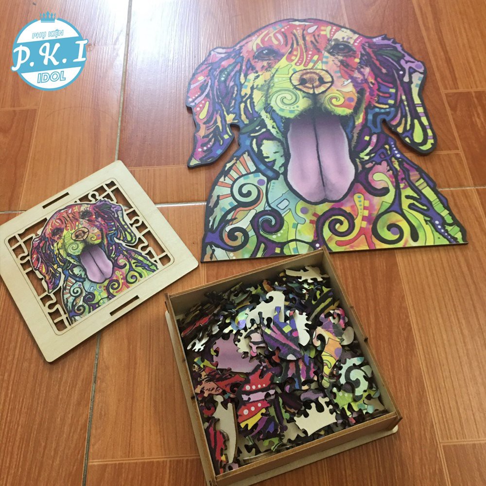Tranh Ghép PUZZLE Cho Bé – Hình Con Chó Bảy Màu